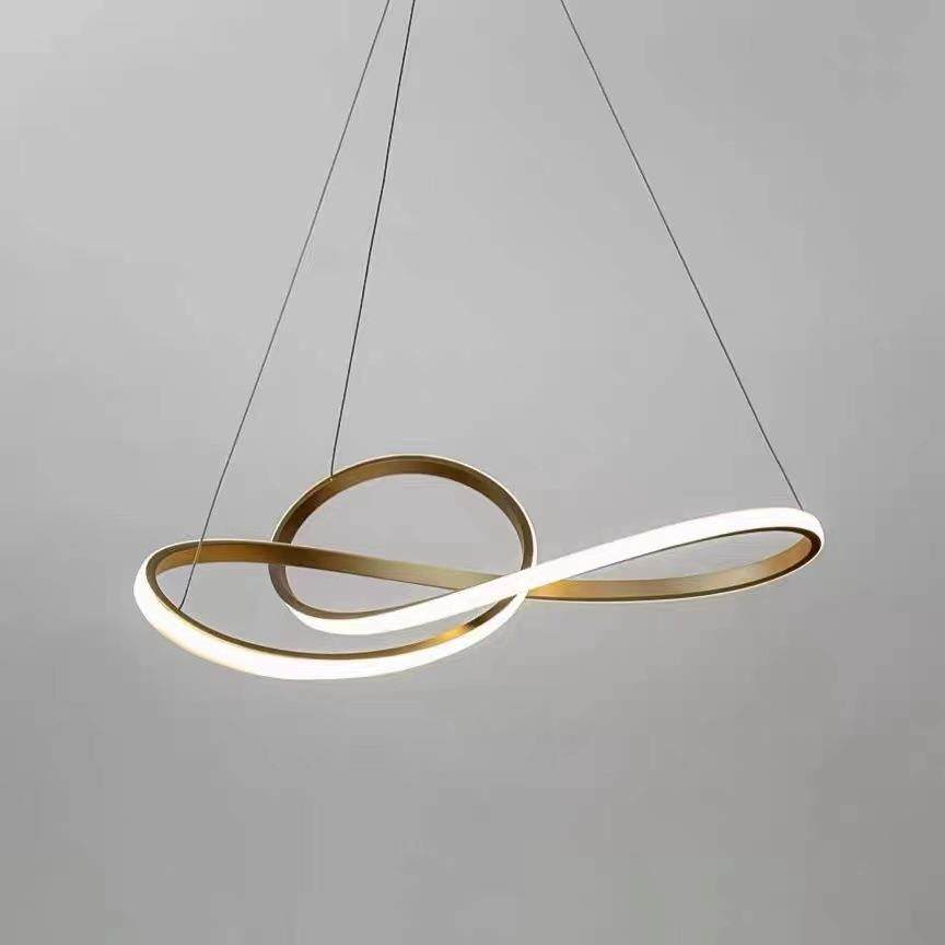 北欧客厅吊灯现代简约异形创意铝材样板间餐厅吧台卧室书房金色灯