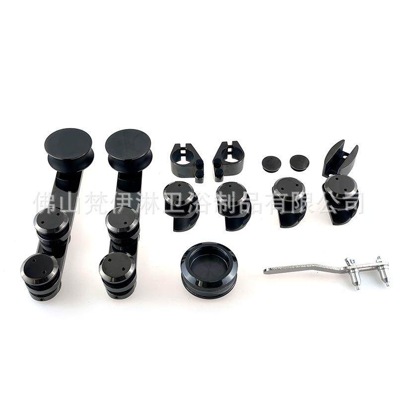 淋浴房移门滑轮配件套装油棕色不锈钢无框推拉门吊轮五金配件