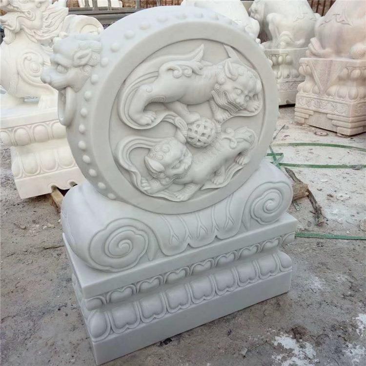 汉白玉仿古石雕抱鼓石门墩门前石抱鼓荷花门鼓石门当石墩户对石鼓