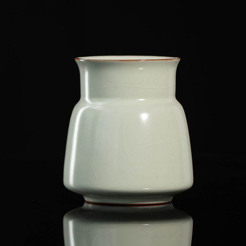 宋朴米黄汝窑茶道六君子套装黑檀木茶具茶道配件小花瓶花插毛笔筒