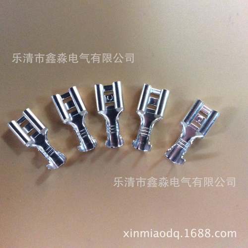 插拔式接线端子冷压端头插簧4.8mm铜接插件4.8插簧