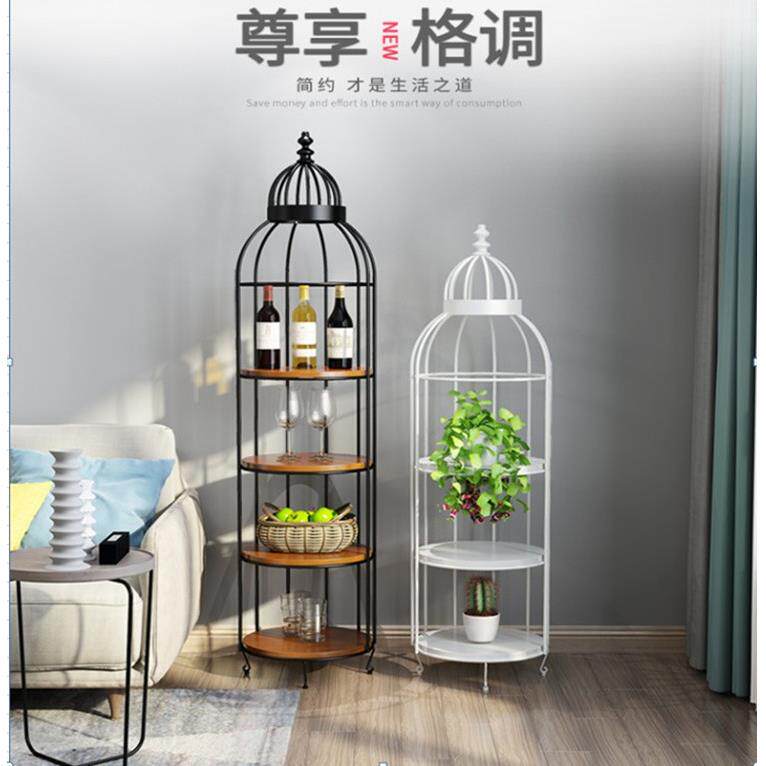 复古实木铁艺创意隔板置物架书架简约客厅落地装饰花架陈列展示架