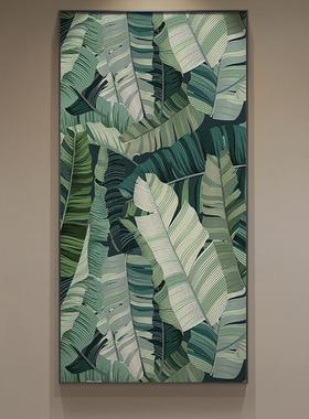 现代抽象芭蕉叶高级感绿色挂画入户玄关正对门装饰画寓意好走廊画