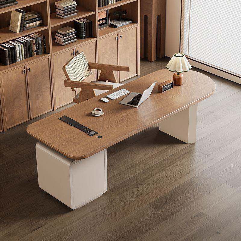 中古风纯实木女士老板办公桌轻奢高级感现代电脑桌书桌家用奶油风