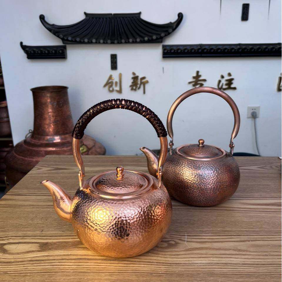 纯手工壶叉铜壶圆点纹纯铜茶壶铜茶壶铜烧水壶紫铜提壶铜酒壶