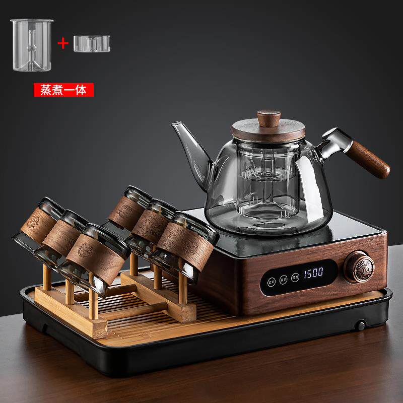 天台悦先煮茶壶煮茶器2026新款高端胡桃木煮茶炉玻璃烧水壶泡茶专