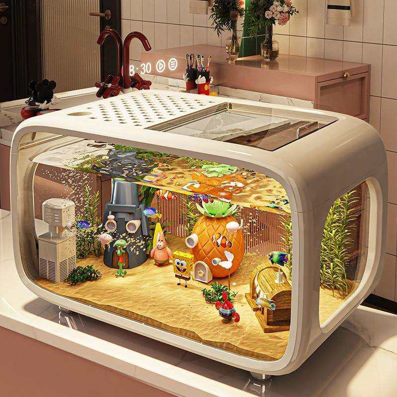 新型鱼缸带盖透明大号客厅2025新款摆件造景装饰生态水族箱金鱼缸,玩具/童车/益智/积木/模型,毛绒/玩偶/公仔/布艺类玩具,淘宝优惠券,粉丝福利购,淘宝优惠卷