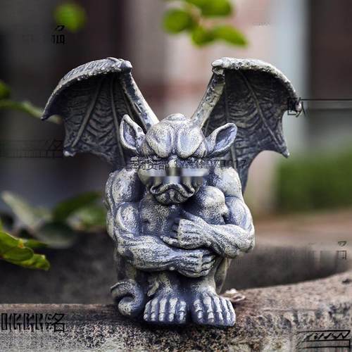 花园杂货庭院小摆件树脂小怪兽恶魔像创意动物园艺装饰品摆件
