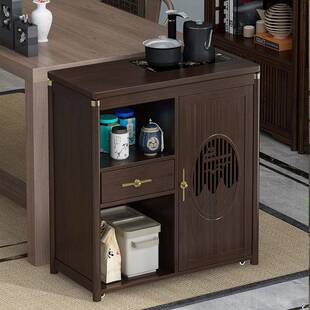 移动小茶台茶桌边柜侧柜茶车实木家用泡茶吧几烧水壶一体煮茶水柜