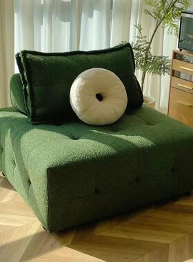 泡芙抽拉沙发床小户型绿色布艺沙发客厅两用可折叠伸缩单人沙发床