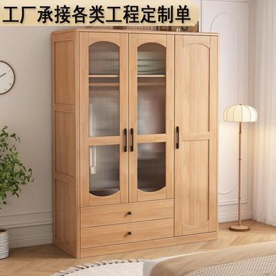 北欧实木衣柜家用卧室储物柜现代简约小户型落地式三门衣柜组合柜
