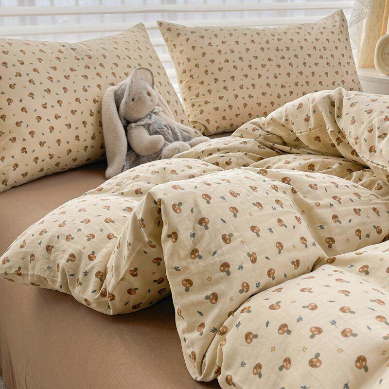 A类纯棉双层纱床上四件套100全棉小清新夏季床品被套罩床单人床笠