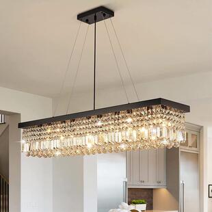 餐厅吊灯水晶灯轻奢现代简约创意家用长方形饭厅吧台隔断灯具