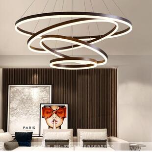 北欧客厅吊灯极简灯具现代简约大气别墅复式楼梯圆环吊灯大厅主灯