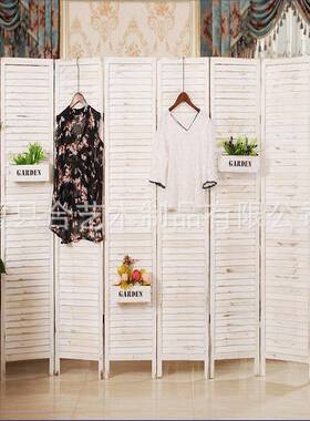 欧式折叠木屏客厅卧室酒店镂空玄关隔断百叶白色木屏风量大从优