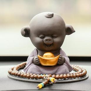 创意二师兄茶宠汽车摆件可爱猪八戒车内精品装 饰品车上中控台用品