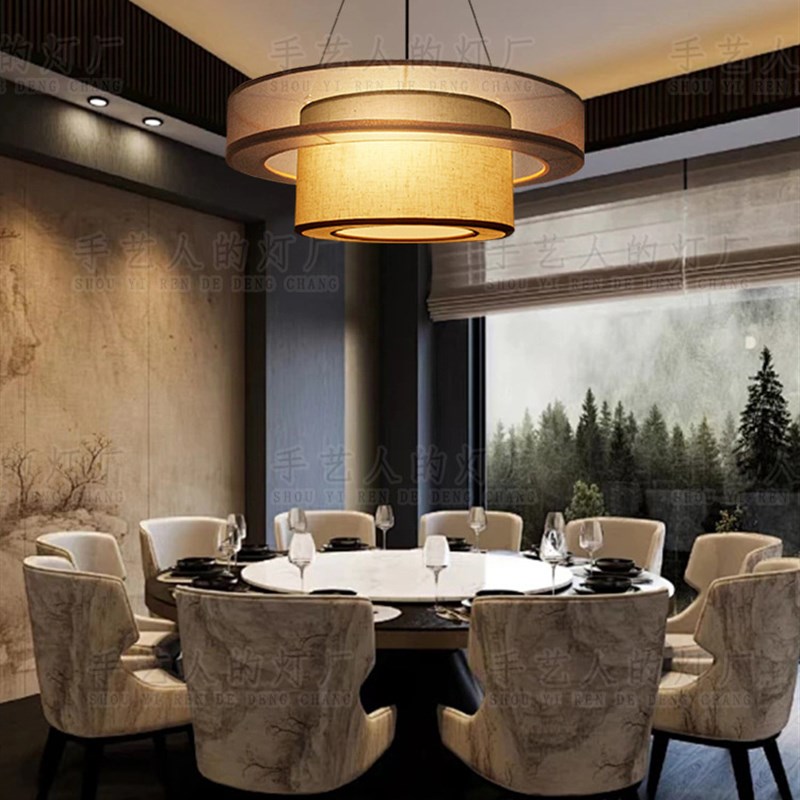 日式餐饮包厢宴会厅餐厅中式火锅饭店中国风茶室酒店餐桌客厅吊灯