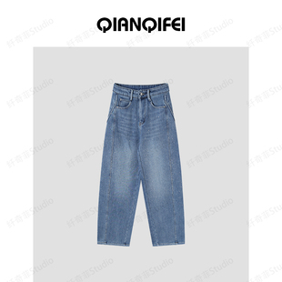 2.2F【纤奇菲】新款设计感烫钻闪闪宽松加绒牛仔裤 91010-99306