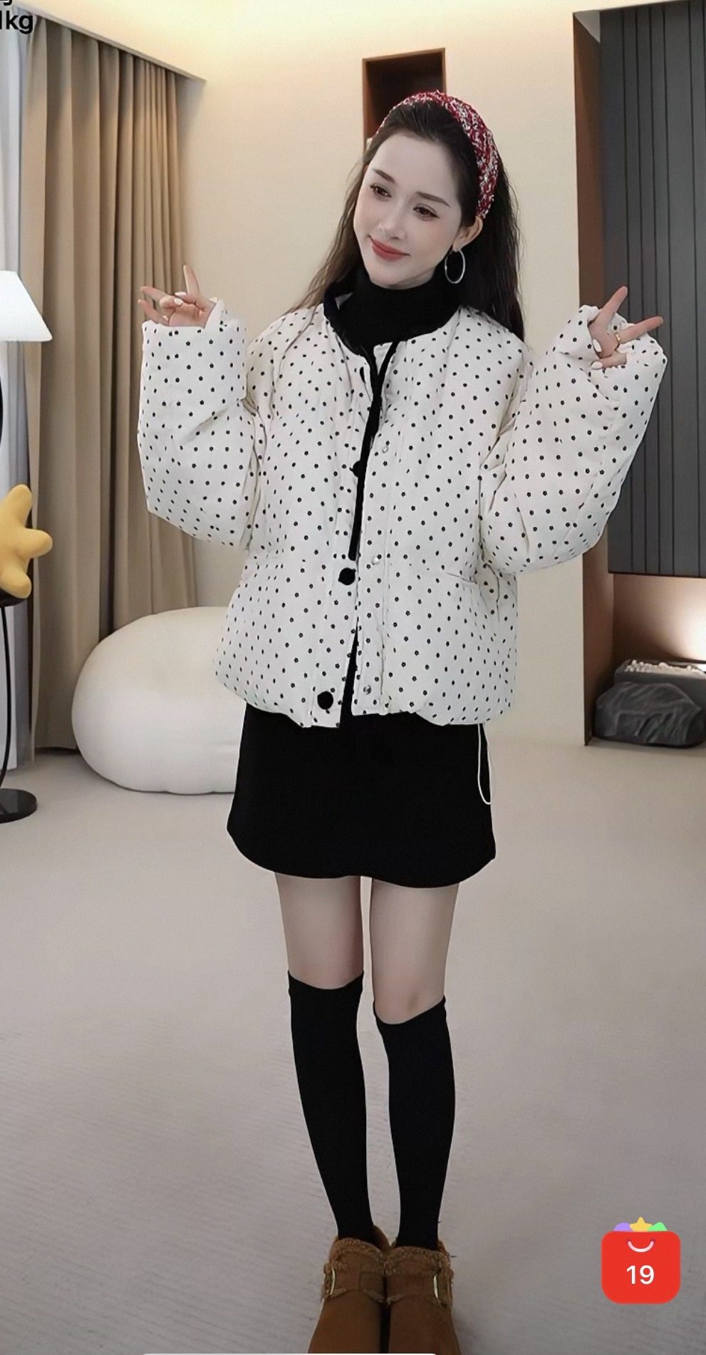 12-13H【纤奇菲】新款拼接圆领系带小碎花羽绒短外套 81042-G1107