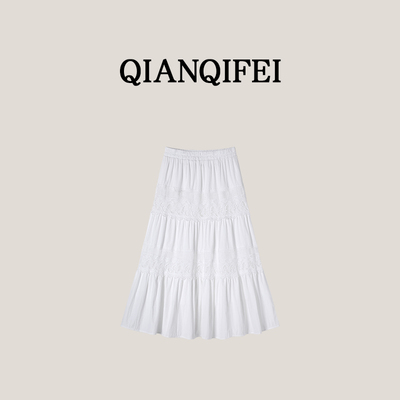 3-31F【纤奇菲】新款蕾丝蛋糕裙镂空拼接半身裙 81003-2A58