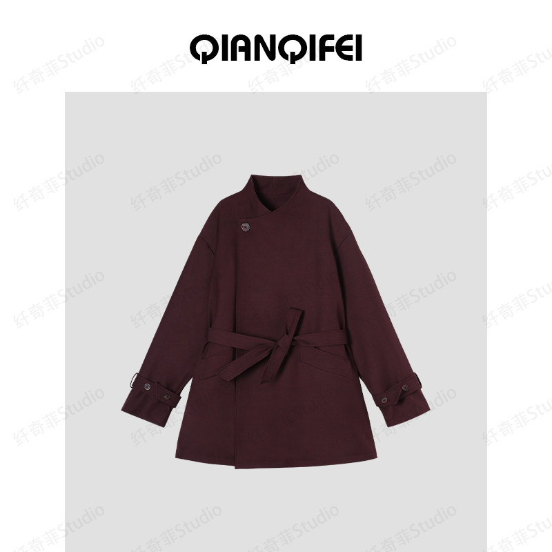 12-19F C 新款极简慵懒风宽松收腰加绒风衣 81033-9802