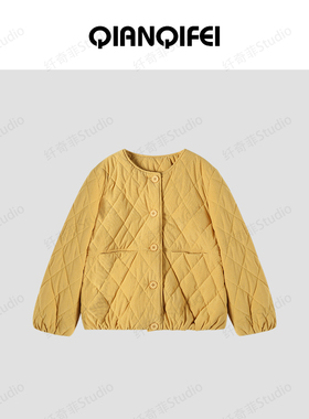 3-23H B【纤奇菲】新款韩系设计感菱格圆领短外套 81001-99990