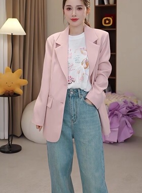 3-19F【樱粉西装】新款韩版简约气质百搭休闲外套 81033-8003
