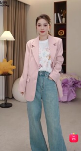 新款 樱粉西装 韩版 简约气质百搭休闲外套 8003 81033 19F