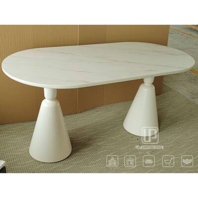 法式岩板餐桌轻奢奶油白圣杯网红款简约餐厅家具何用小户型家用