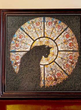 教堂猫拼图框CathedralCat异形拼图装裱30*30cm实木相框拼图裱框