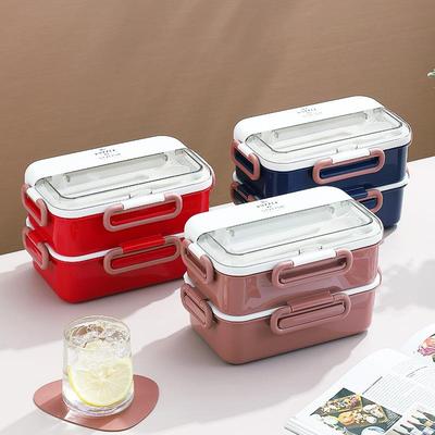 304不锈钢双层保温饭盒注水加热便携便当盒分格午餐盒Lunchbox