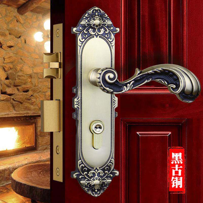 基亚欧式全铜门锁纯铜静音室内门锁实木门锁别墅卧室房门锁执手锁