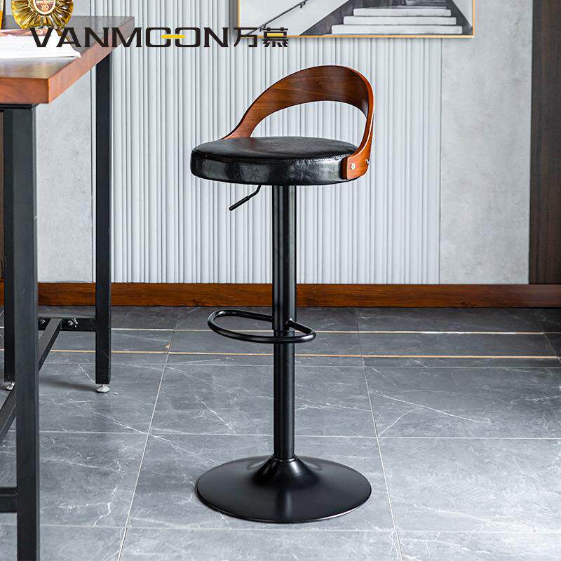 万慕欧式铁艺吧台凳简约奶茶店前台接待吧台椅子酒吧靠背高脚凳子