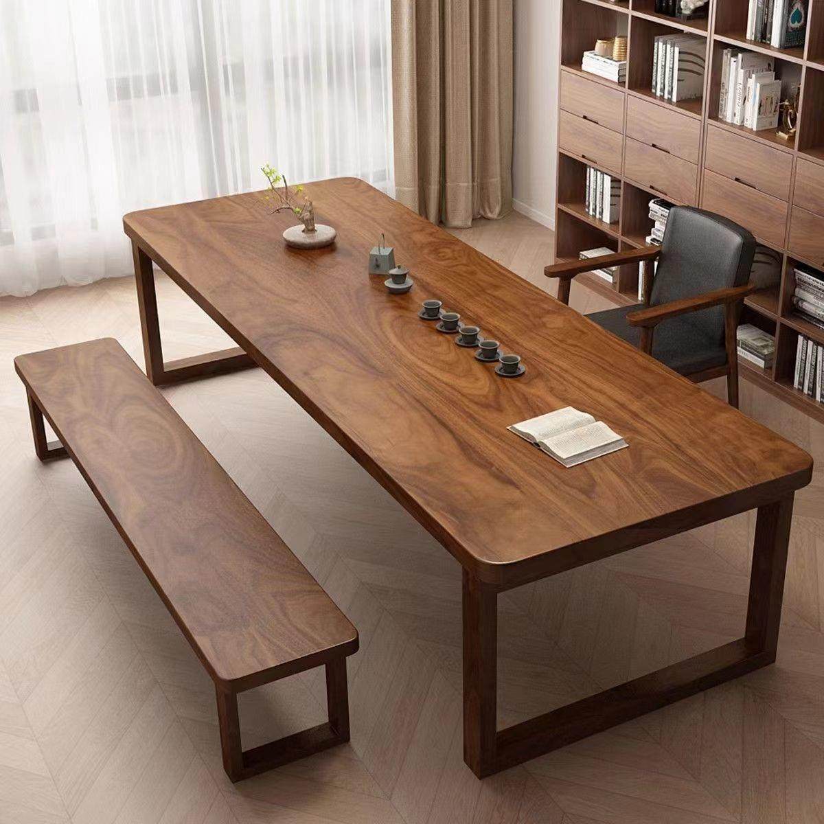 南美胡桃木高档实木大长书桌客厅家用工作台写字学习大板泡茶桌椅,商业/办公家具,茶台/茶桌,淘宝优惠券,粉丝福利购,淘宝优惠卷