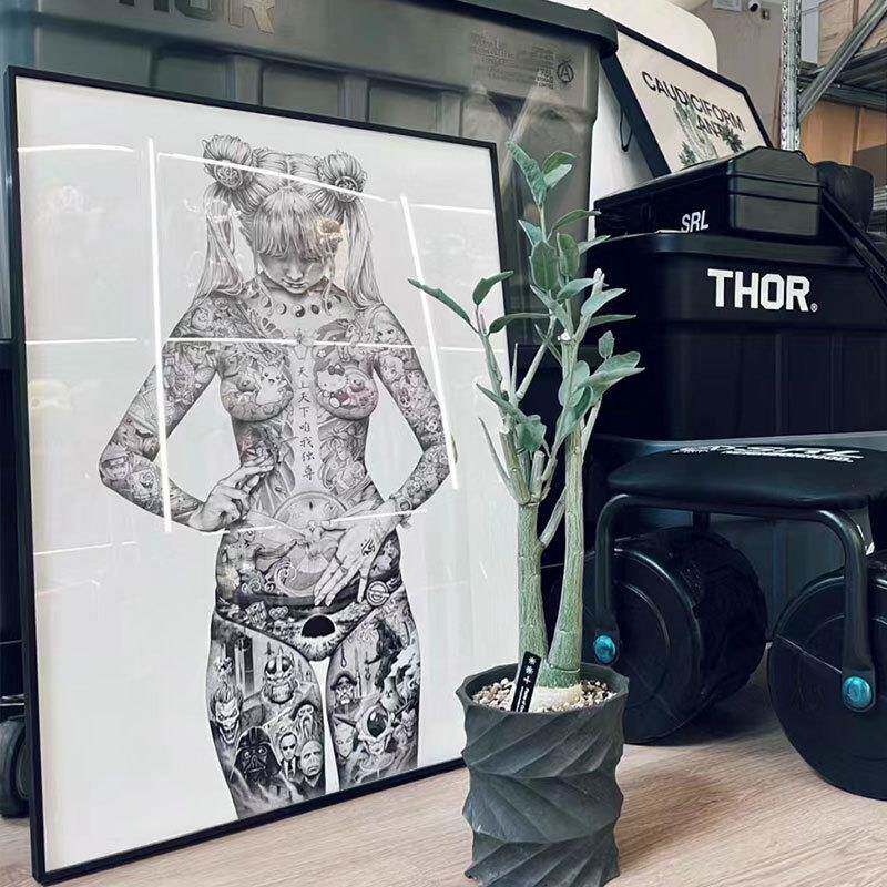 平成圣母大友昇平潮流艺术装饰画个性纹身美少女战士挂画版画