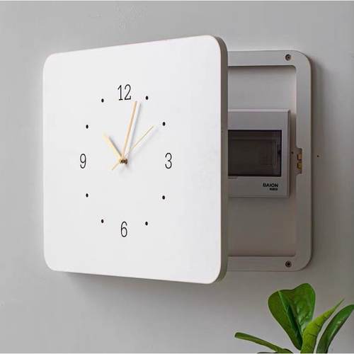 钟表客厅钟小户型电表箱装饰画带箱遮挡箱洞洞简约时钟