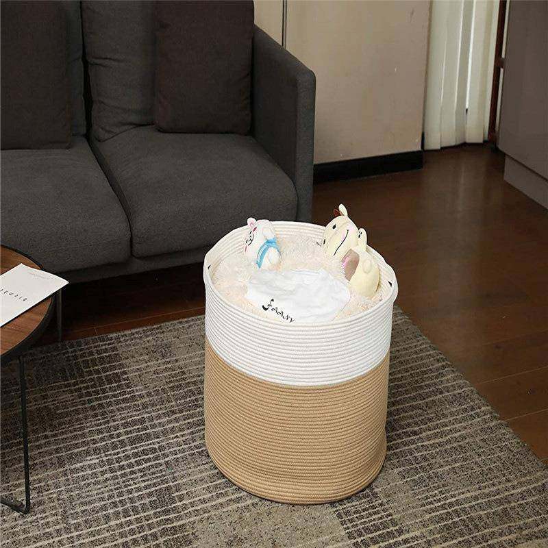 北欧风编织收纳篮玩具衣服杂物整理棉绳储物筐简约家居拼色脏衣篮,农用物资,其他肥料,淘宝优惠券,粉丝福利购,淘宝优惠卷