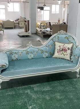 法式布艺贵妃椅 欧式宫廷奢华实木美人榻新古典卧室躺椅懒人椅