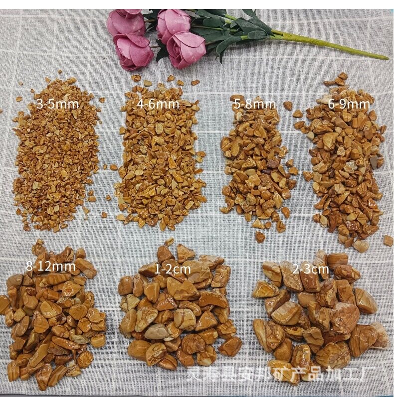 黄石子木纹黄碎石卵石胶粘石米黄色水洗石露骨料建筑装饰用黄石子