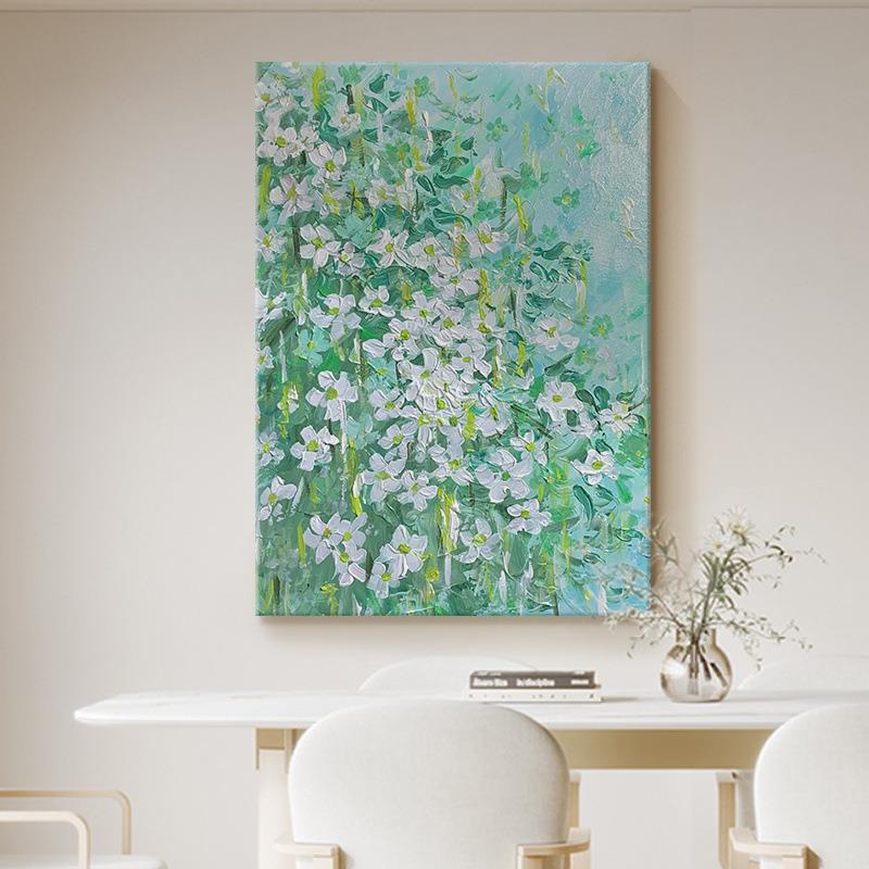 顺丰奶油风植物花卉客厅装饰画纯手绘油画艺术肌理画入户玄关纯油