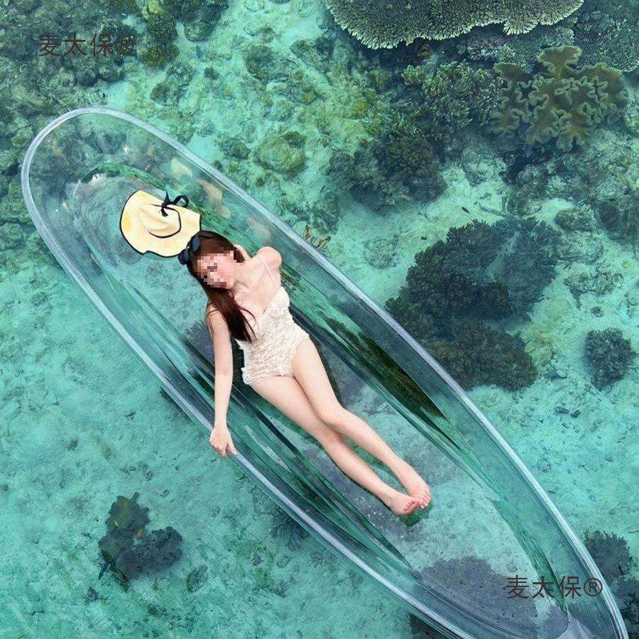家透明船网红玻璃船水晶船水上透明的小船民宿景区皮划麦太保
