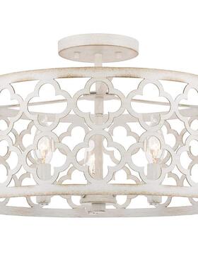 美式吸顶吊灯复古圆形铁艺餐厅卧室书房新款shopee