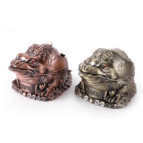 欧式五金工艺品动物款小猪羊鹿蟾蜍外形烟灰缸桌面五金摆件