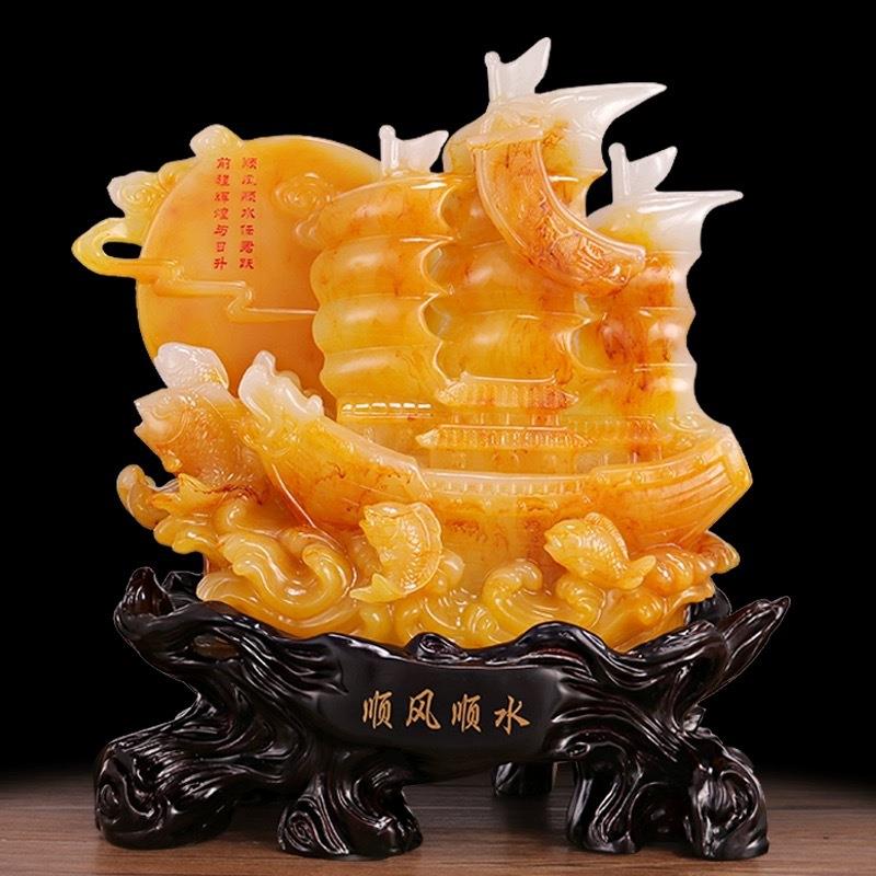 家居摆件树脂一帆风顺顺风顺水龙船摆件创意客厅摆件装饰品