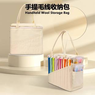 新款帆布毛线棒针收纳包手提式家用大容量编织工具收纳袋备用