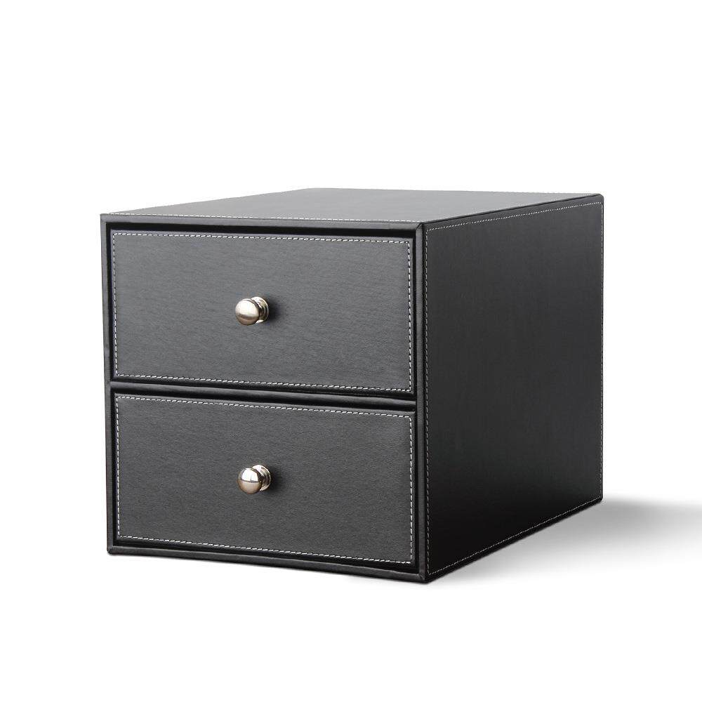 高档创意皮抽屉文件收纳柜办公桌面收纳柜整理储物柜商务资料分类