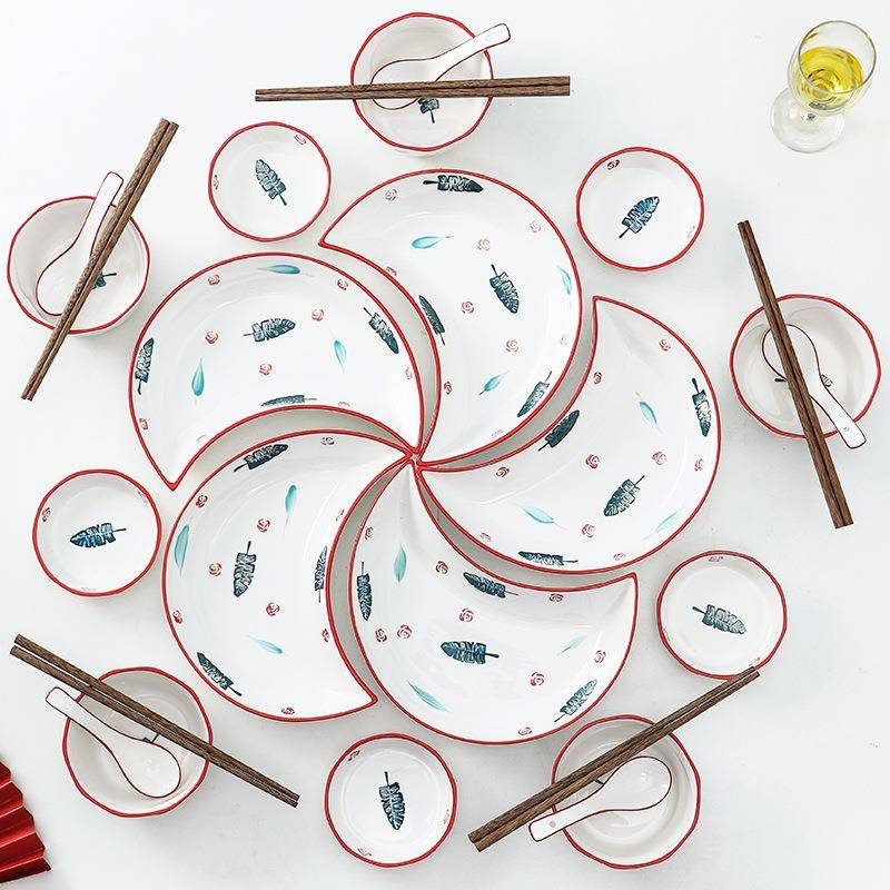 新款大号现代轻奢家用陶瓷套盘组合团圆聚餐整套拼盘碗碟套装