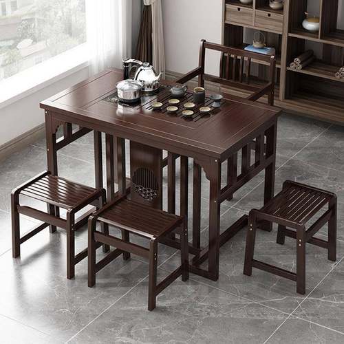 阳台茶桌椅组合新中式实木办公茶台功夫套装一体家用小户型泡茶几