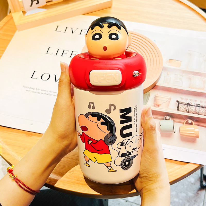 蜡笔小新吸管保温杯316不锈钢