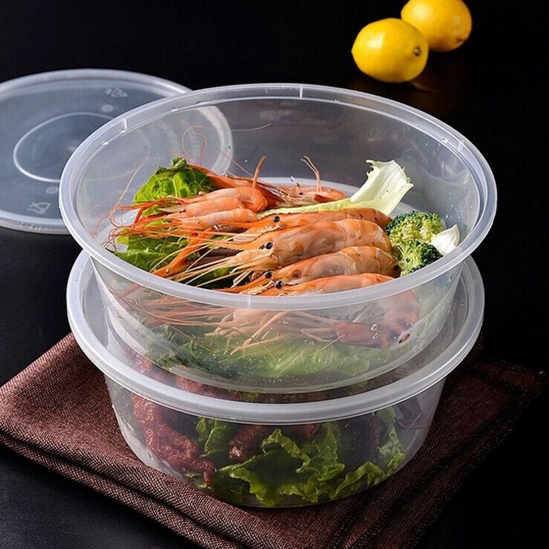 圆形1000ml一次性餐盒饭盒外卖打包盒PP塑料餐盒加厚长方盒圆汤碗